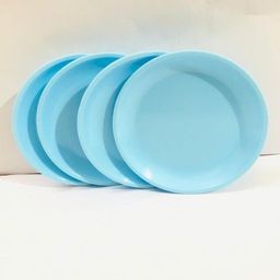 everbuy BPA Free Microwave Safe and Unbreakable Round Plastic Half Plates (Set of 4) 7.5 Inches , Aqua blue For Home and Restaurant Half Plate-picture-48