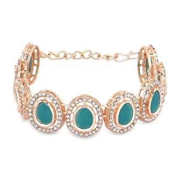 Zaveri Pearls Gold Plated Austrian Diamonds Stone Studded Link Bracelet image 2