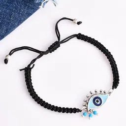 Voylla Silver-Plated Evil Eye Wraparound Oxidized Bracelet image 1