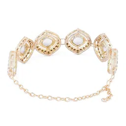 Zaveri Pearls Gold Plated Austrian Diamonds Stone And Kundan Studded Link Bracelet image 3