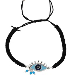 Voylla Silver-Plated Evil Eye Wraparound Oxidized Bracelet image 2