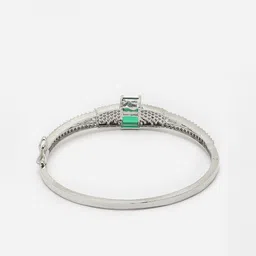 ZENEME Rhodium-Plated Brass American Diamond-Studded Bangle-Style Bracelet image 3