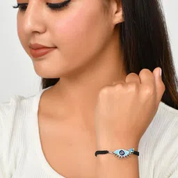 Voylla Silver-Plated Evil Eye Wraparound Oxidized Bracelet image 5