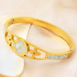 MYKI Cubic Zirconia Gold-Plated Bangle-Style Bracelet image 1