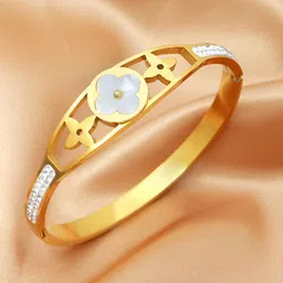 MYKI Cubic Zirconia Gold-Plated Bangle-Style Bracelet image 2