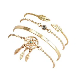 Fashion Frill Women Set Of 4 Gold-Toned & White Gold-Plated Bracelet image 3