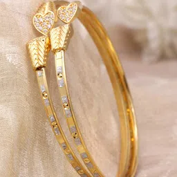 ZENEME Set Of 2 Gold-Plated American Diamond Bangle-Style Bracelets image 1