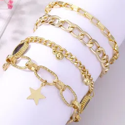Jewels Galaxy Women Set Of 4 Gold-Plated Link Bracelet image 1