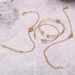 Jewels Galaxy Women Pack Of 4 Gold-Plated Charm Bracelets image 1