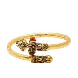 bodha Men Gold-Toned & Black Brass Trishul Shiva Adjustable Kada Bracelet-picture-14