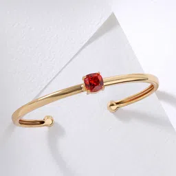 MINUTIAE Women Gold-Plated Brass Crystals Cuff Bracelet-image-4