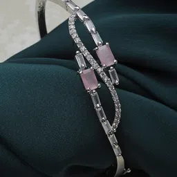 ZENEME Rhodium-Plated American Diamond Brass Kada Bracelet-picture-27