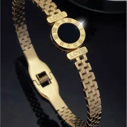 Jewels Galaxy Women Gold-Plated Stainless Steel Bangle-Style Bracelet-picture-12