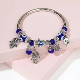MEENAZ Women Silver-Plated Evil Eye Beads Kada Bracelet-picture-24