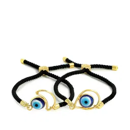 EL REGALO Unisex Pack Of 2 Black Gold-Plated Bangle-Style Bracelet-picture-41