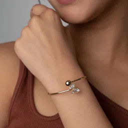 WHITE LIES Women Gold-Toned & White Cuff Bracelet image 1