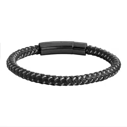 bodha Men Braided Design Stainless Steel Leather Wraparound Bracelet-picture-10