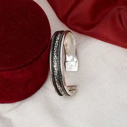 TEEJH Silver-Plated Oxidised Cuff Bracelet image 1