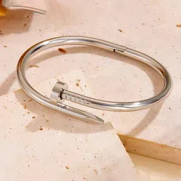 Fashion Frill Stainless Steel Silver-Plated Kada Bracelet image 2