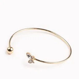 WHITE LIES Women Gold-Toned & White Cuff Bracelet image 2