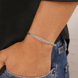 Zavya Men Sterling Silver Rhodium-Plated Cuff Bracelet image 3