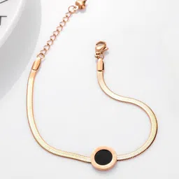 Jewels Galaxy Women Rose Gold-Plated Roman Charm Link Bracelet image 3