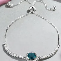 Designs & You Silver Plated Round Crystal Studded Matrix Tennis Bracelet image 3