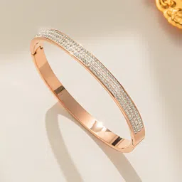 Jewels Galaxy Stainless Steel Rose Gold Plated American Diamond Studded Bracelet image 3