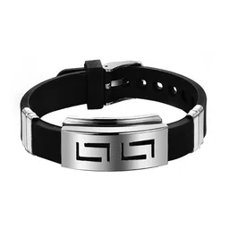 UNIVERSITY TRENDZ Men Black & Silver-Toned Wraparound Bracelet image 3