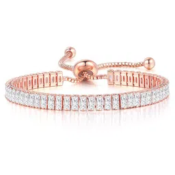 Designs & You Rose Gold Plated Rectangular Cut Cubic Zirconia Matrix Tennis Bracelet image 4