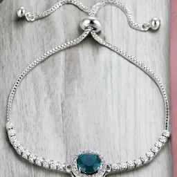 Designs & You Silver Plated Round Crystal Studded Matrix Tennis Bracelet image 4