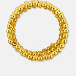 ATIBELLE Gold Plated & Beaded Layered Adjustable Spiral Bangle Style Bracelet image 4