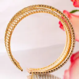 Rubans 18KT Gold-Plated Crystals Stone Studded Cuff Bracelet image 4