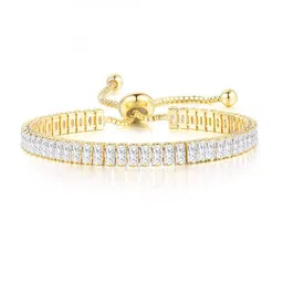Designs & You Gold Plated Rectangular Cut Cubic Zirconia Matrix Tennis Bracelet image 5