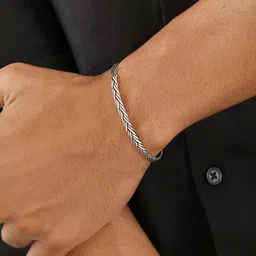 Zavya Men Sterling Silver Rhodium-Plated Cuff Bracelet image 5