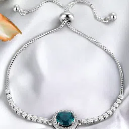 Designs & You Silver Plated Round Crystal Studded Matrix Tennis Bracelet image 5