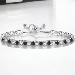 Designs & You Silver Plated Round Cut Cubic Zirconia Matrix Tennis Bracelet image 5