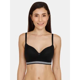 Zivame Sporty Twist Padded Non Wired 3/4Th Coverage T-Shirt Bra - Anthracite image 1