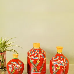 AAKRITI ART CREATIONS Set Of 3 Red Terracotta Vases-picture-27