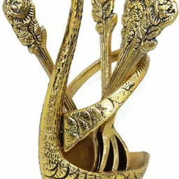 arrakasta crafts Golden Swan Spoon Holder cutlery set Brass Cutlery Set-picture-19