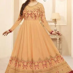 deepikeshavi Embroidered Georgette Semi Stitched Anarkali Gown image 3