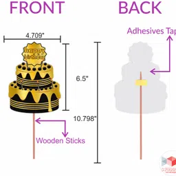 wobbox 21th Birthday Photo Booth Party Props Black & Golden, Birthday Party Decoration Photo Booth Board image 3