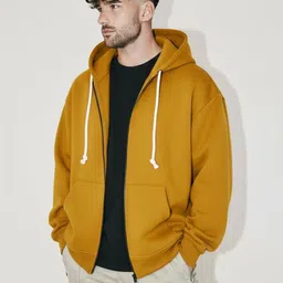 coastal clothier Men Full Sleeve Solid Hooded Sweatshirt image 3