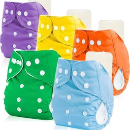 soumegh creation Reusable Cloth Diaper 5-Pack with Adjustable Snap Buttons-picture-44