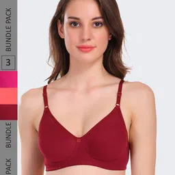 POOJA RAGENEE Pack Of 3 Non-Wired Non-Padded All Day Comfort Seamless Cotton T-Shirt Bra-picture-34