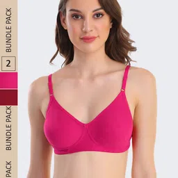 POOJA RAGENEE Pack Of 2 Non-Wired Non-Padded All Day Comfort Seamless Cotton T-Shirt Bra-picture-34