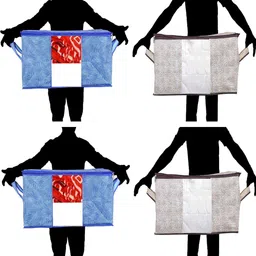 Home Fresh Blue & Brown 4-Pcs Lehriya Printed Multi Utility Organisers image 2