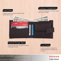 urban leather Men Formal Brown Genuine Leather RFID Wallet - Regular Size image 3