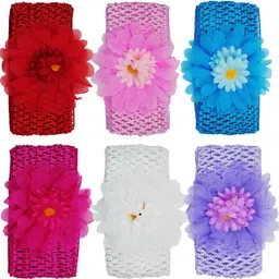 netboys Crochet Cutwork Flower Baby ( Red, Pink, Blue, Pink, White, Purple ) 6 Pcs Set Head Band-picture-27