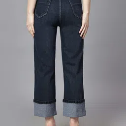 FASHIONFIBRE Women Pearl Design Clean Look Dark Shade Straight Fit High-Rise Cotton  Jeans image 4